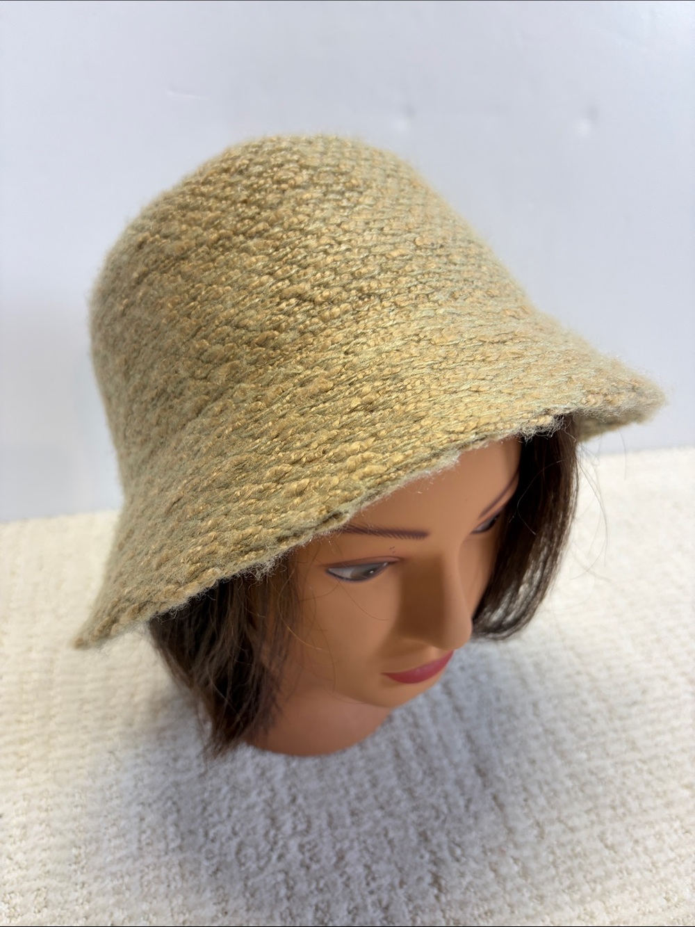 San Diego Hat Co Boucle Bucket Hat Beige Cozy Boho Hat